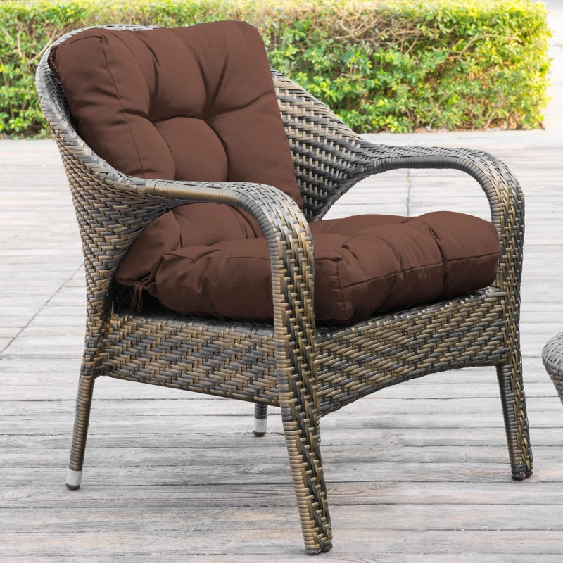 QILLOWAY Outdoor Seat/Back Chair Cushion Tufted Pillow, Spring/Summer Seasonal All Weather Replacement Cushions. (Coffee/Brown/Chocolate) - Image 4